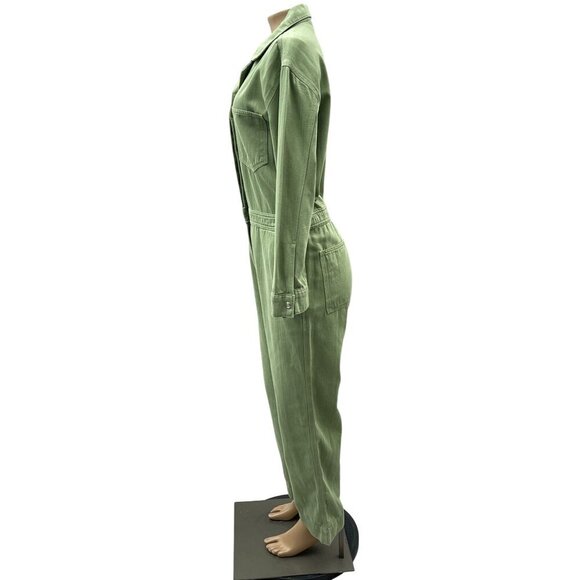Treasure & Bond Utility Herringbone Long Sleeve Jumpsuit Olive Acorn Women S‎ - Picture 16 of 16